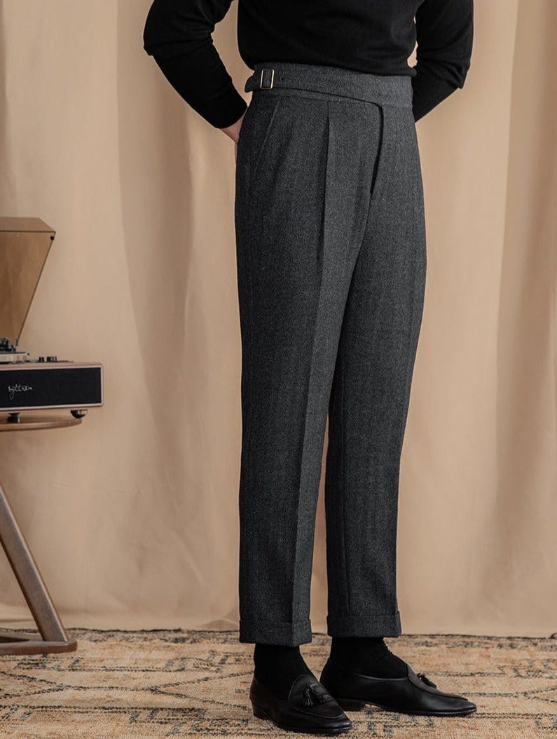 Lâ Signature - pantalon plissé en laine mélangée alpine