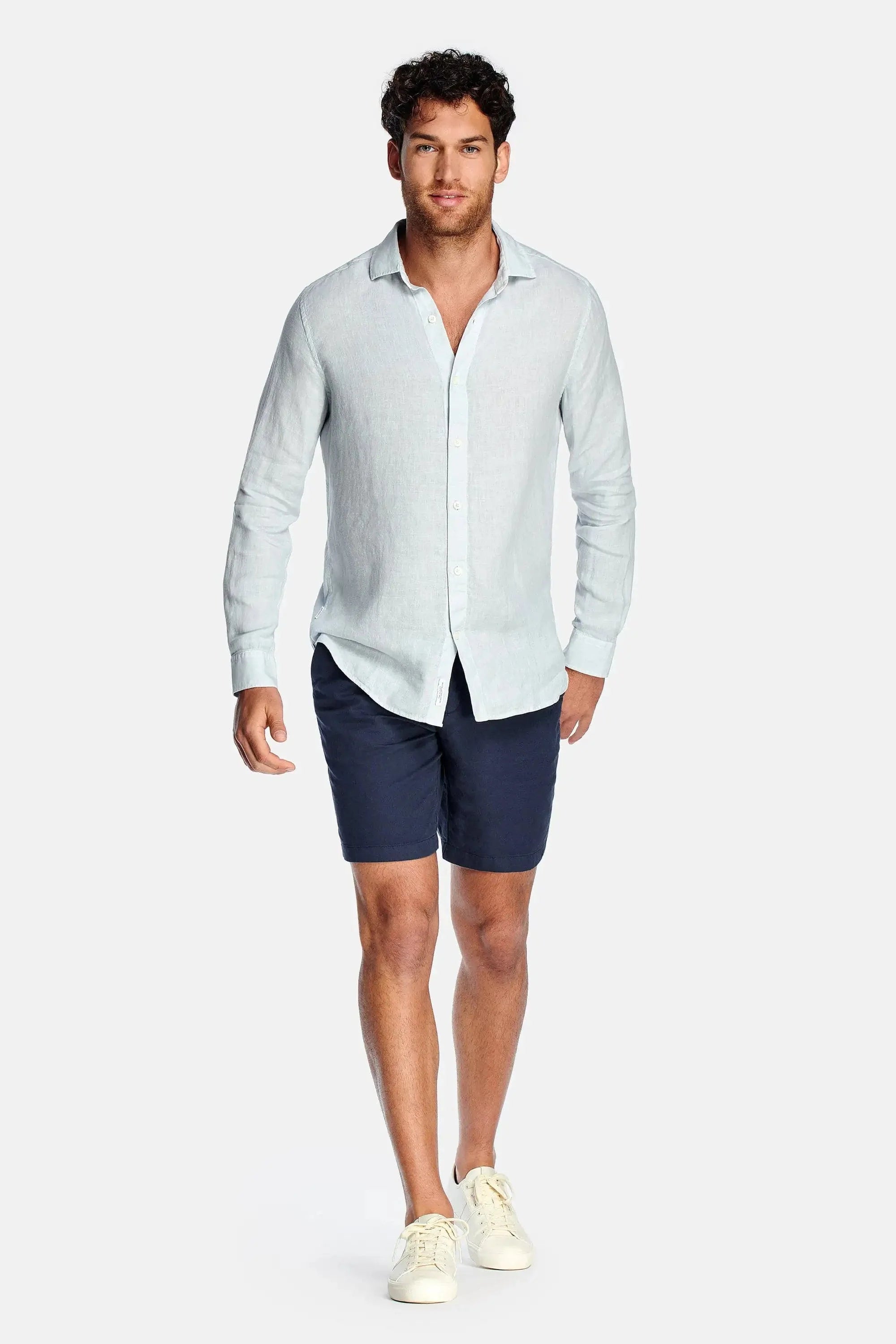 Paris- Chemise en lin bleu clair