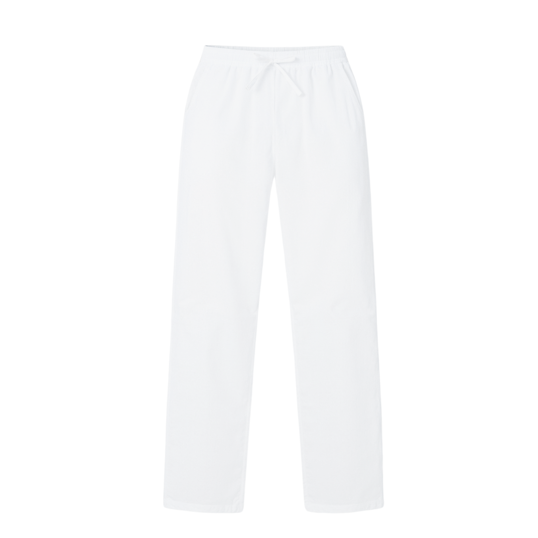 Pantalon à cordon de serrage en mélange de coton et de lin