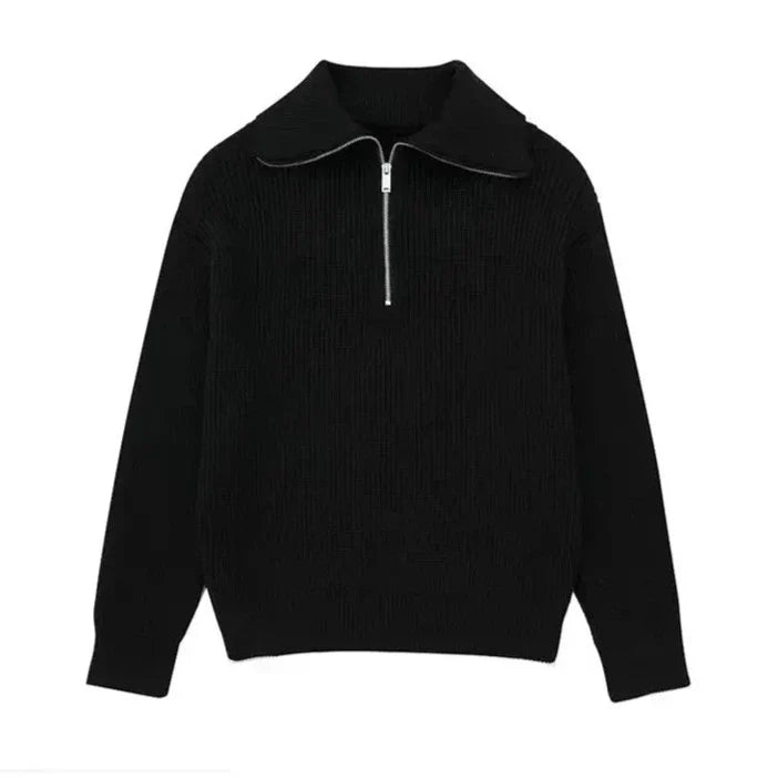 Pull rayé zippé
