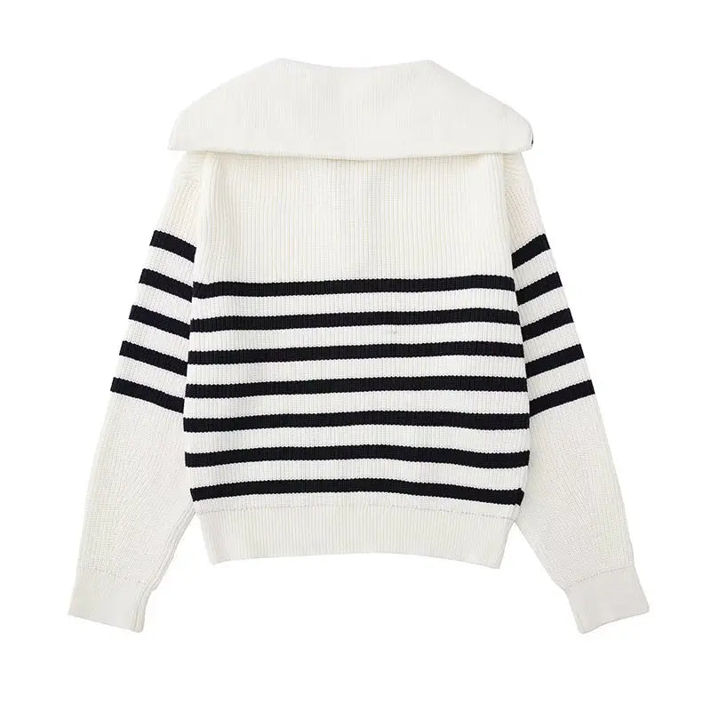 Pull rayé zippé