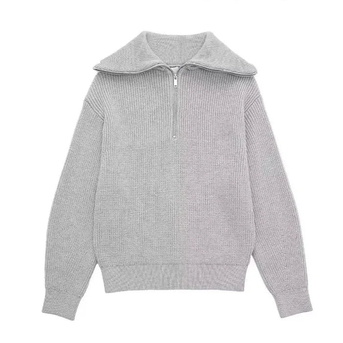Pull rayé zippé
