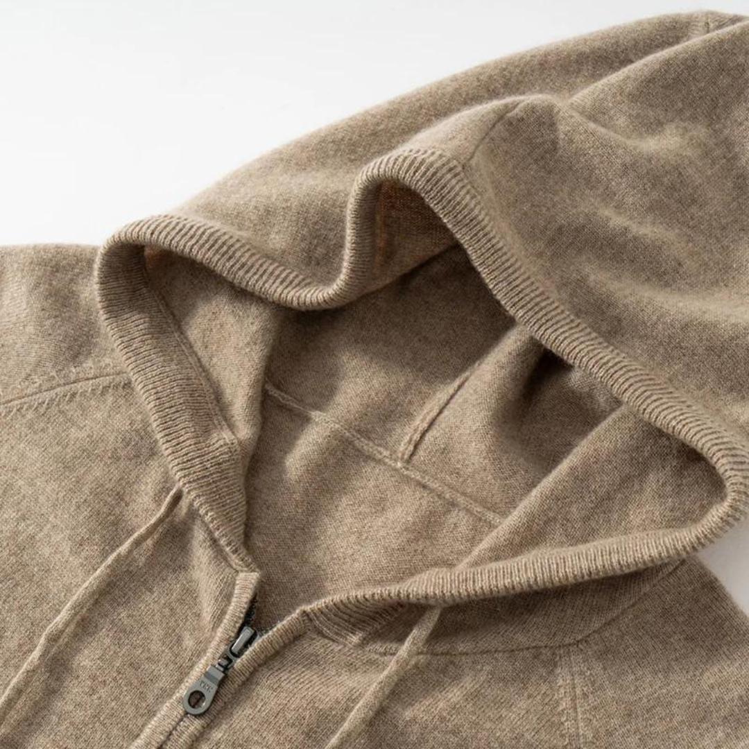 Gilet à capuche 100 % cachemire