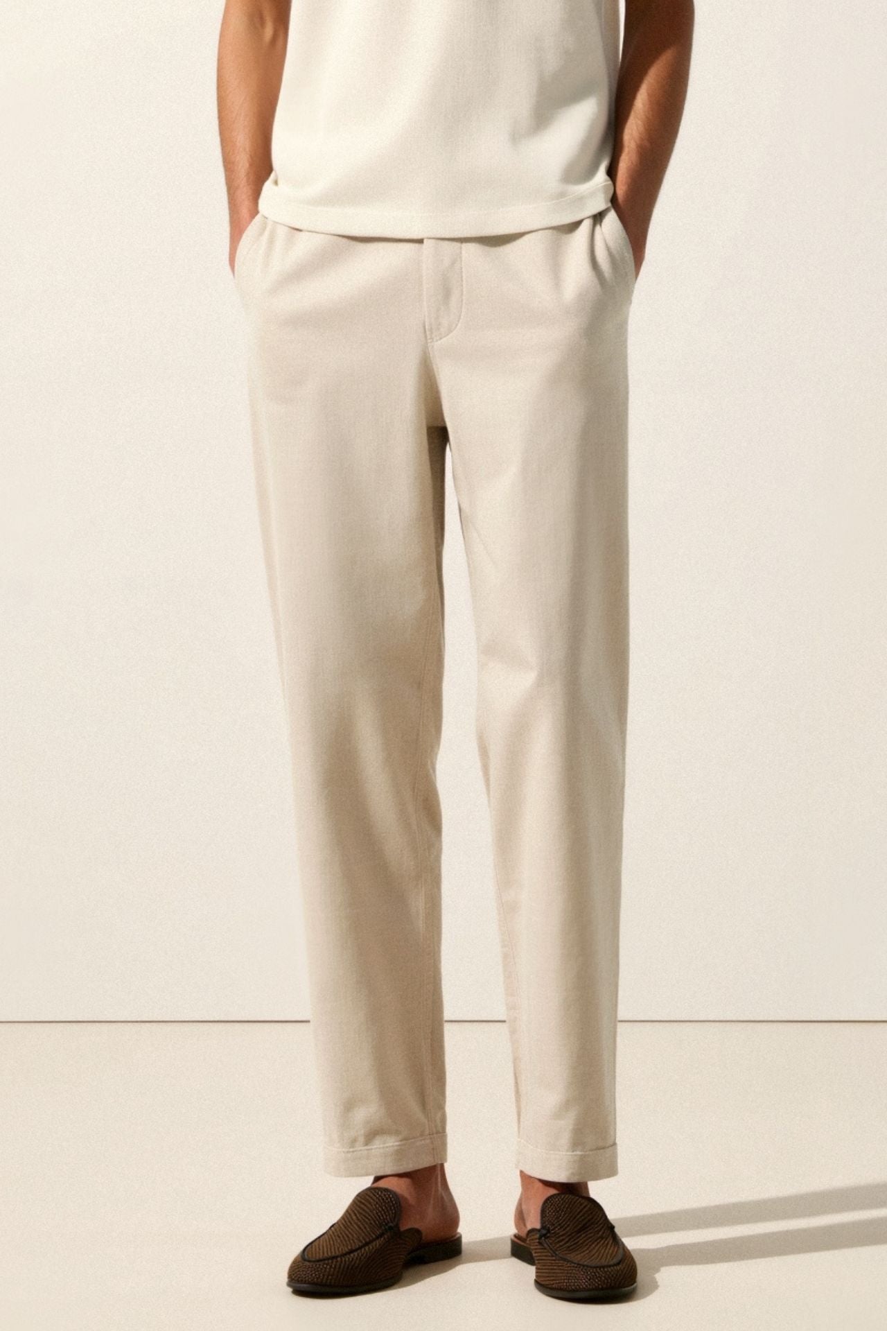 Pantalon ample en lin coupe régulière