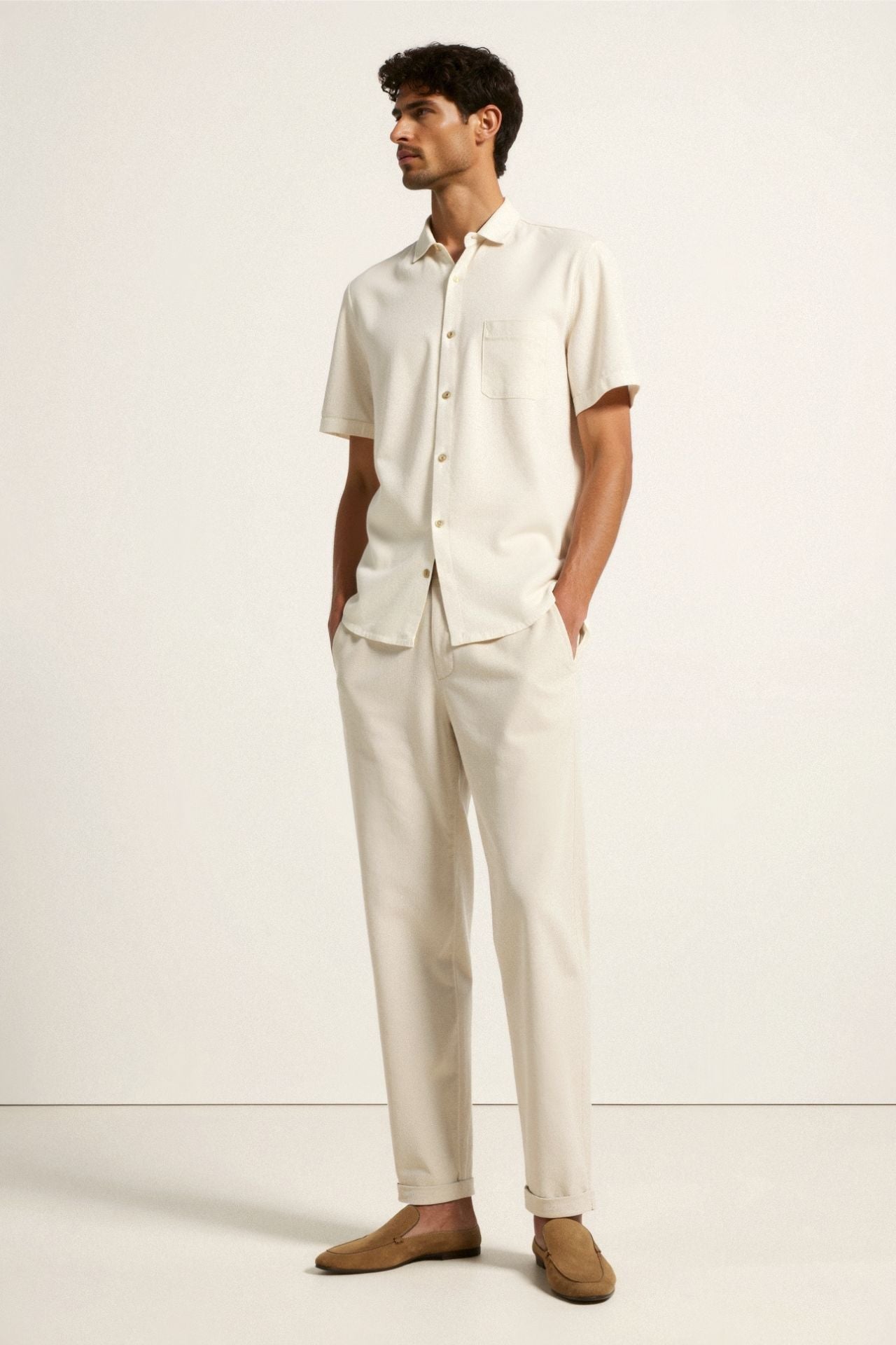 Pantalon ample en lin coupe régulière
