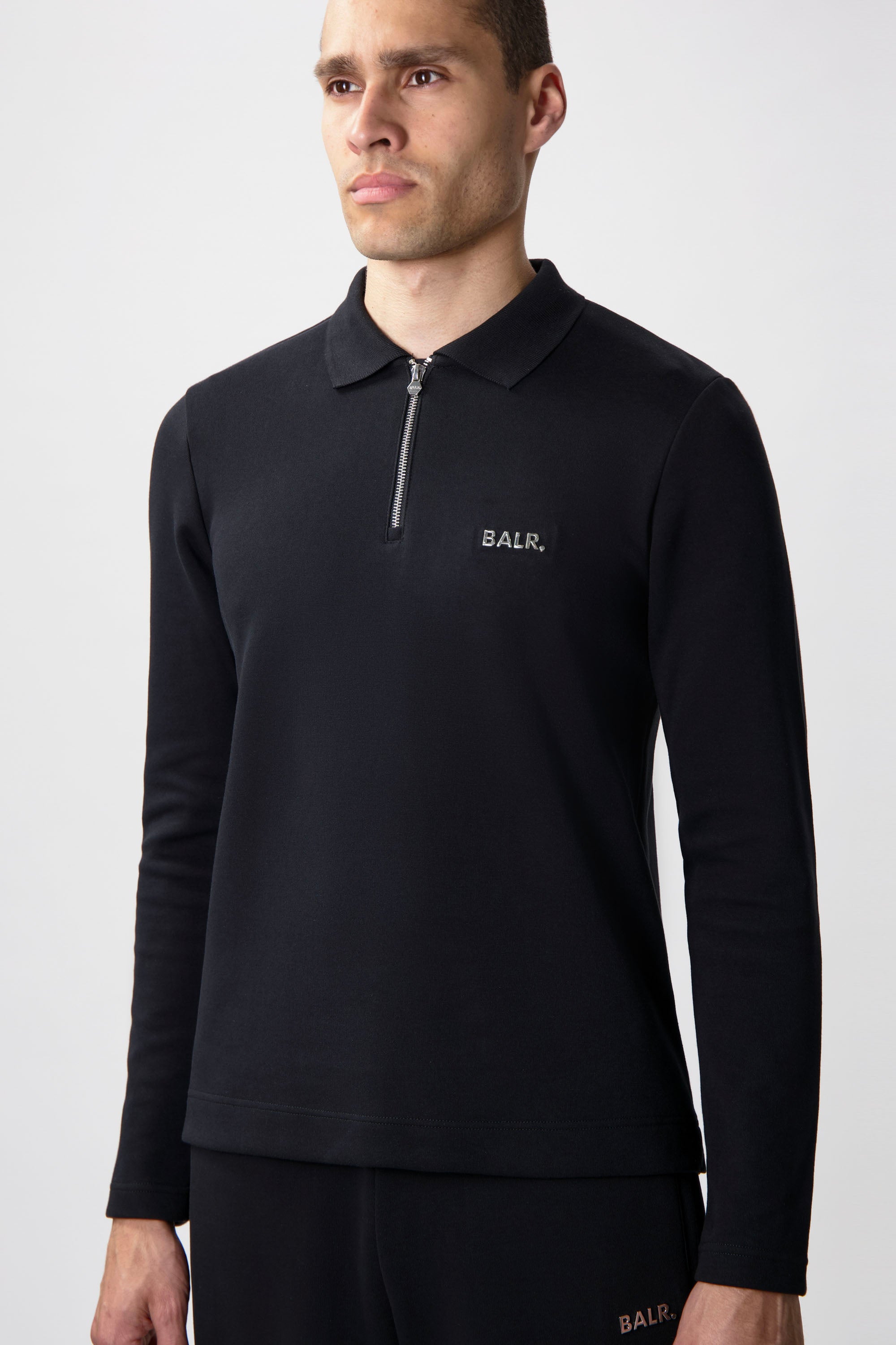Polo à manches longues coupe régulière Q-Series, noir de jais