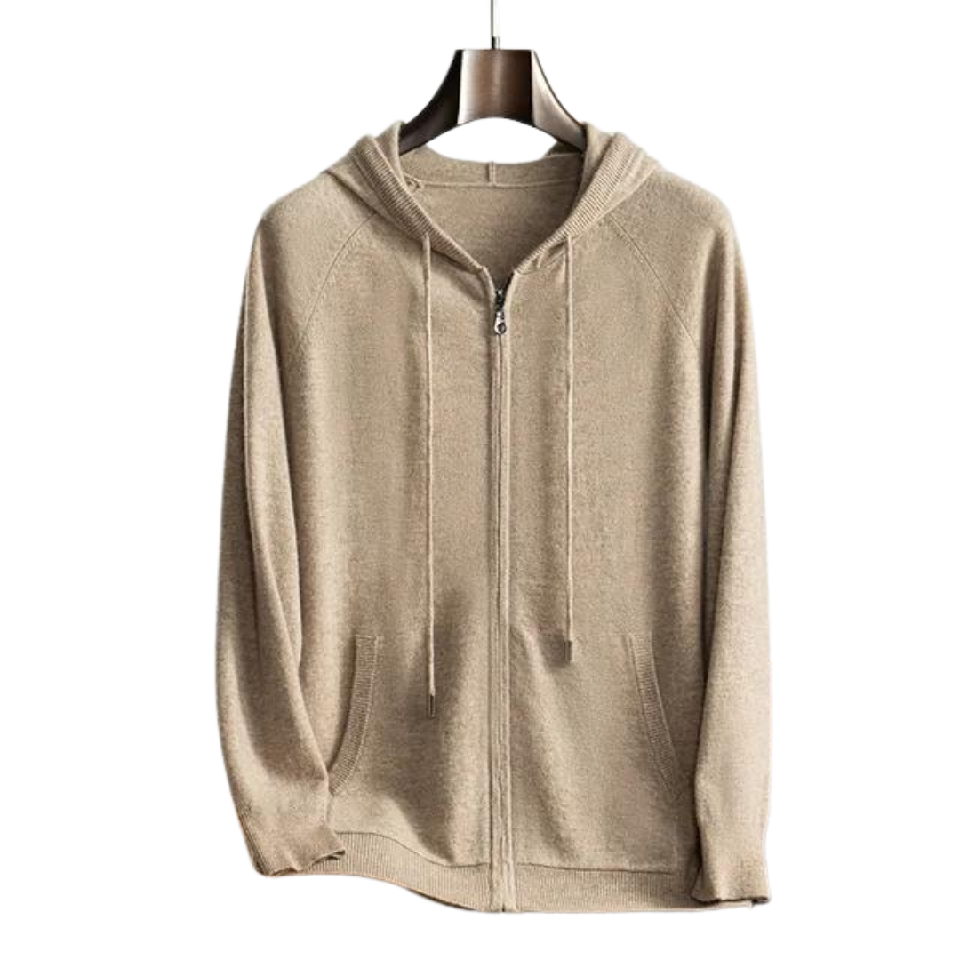 Gilet à capuche 100 % cachemire