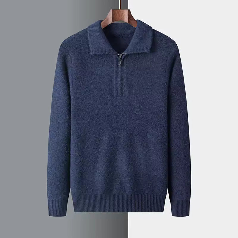 Pull 100 % cachemire à fermeture éclair quart de tour