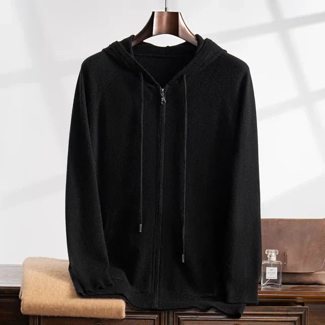 Gilet à capuche 100 % cachemire